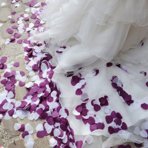  La robe de la mariée pleine de confettis violets Reportage photo Mariage Indre 36 ImagePro Photolouis photographe